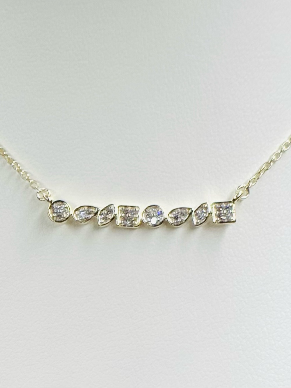 Authentic Lab Diamond Geometric 18K YG Necklace